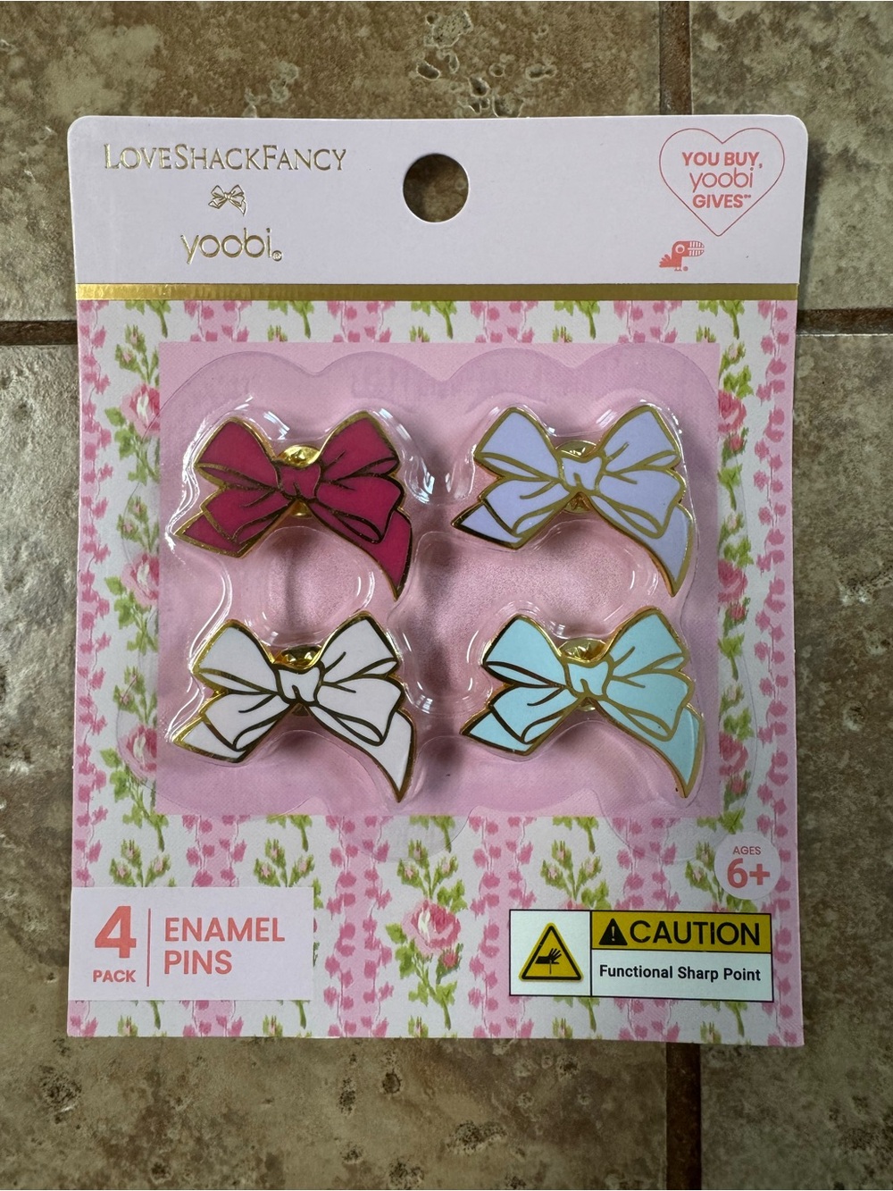 LoveShackFancy Yoobi Enamel Bow Pin Set - 4 pack